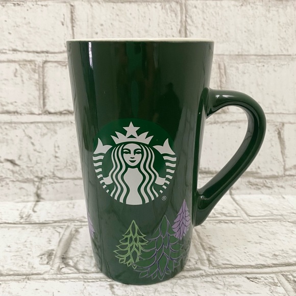 2020 STARBUCKS Tall Green Holiday Pine Trees Ceramic Coffee Mug 16fl.oz - Picture 15 of 16